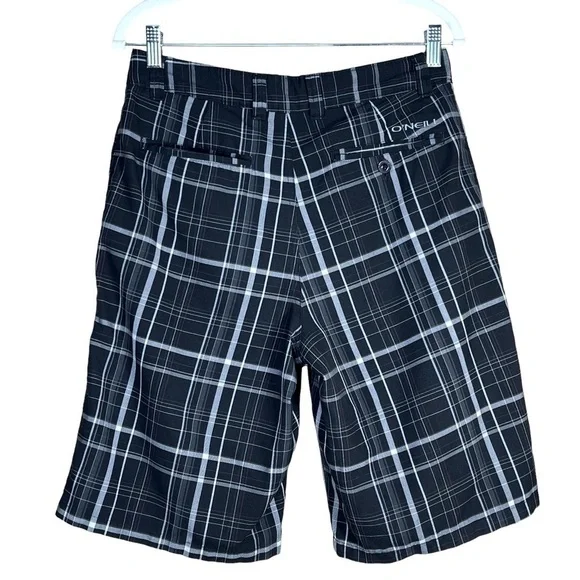 O’Neill Men’s Black & White Plaid Bermuda Length Shorts Size 30 EUC - Picture 6 of 10